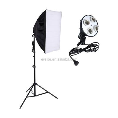 China Photo Studio Photography Lighting 4 Kit Socket Lamp Holder + 50*70CM Softbox +2m Light Stand Photo Soft Box ND-P280820 for sale