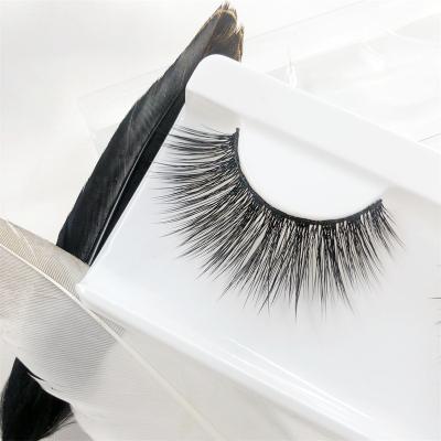 China Wholesale Sellers Natural Soft Dramatic Tapered Silk Fiber Lashes Vegan Faux Mink Eyelashes With Light Brown Logo Customized Lashesbox for sale