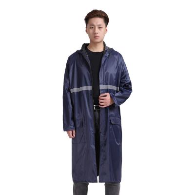 China Single-person Rainwear Adults Outdoor Waterproof Oxford Cloth Raincoat Reflective Hooded Long Raincoat Windproof Rain Poncho Custom Logo for sale