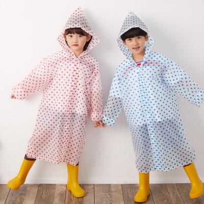 China Single-person Rainwear High Quality Kids EVA Raincoat Fashion Spot Transparent Raincoat Non-Disposable Rain Poncho For Children for sale