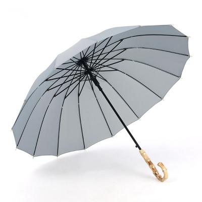 China Modern Wholesale High Quality Waterproof Umbrella Classic Solid Color Straight Long Umbrella With Bamboo Handle for sale