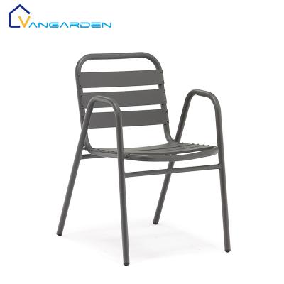 China Eco - Friendly Modern Metal Aluminum Outdoor Stacking Chairs With Arms Stackable Chair For Hotel for sale