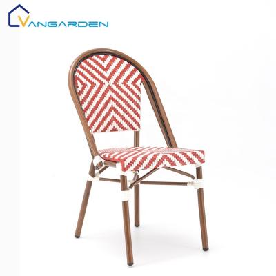 China Waterproof Outdoor Furniture Vangarden Metal Rattan Bistros Chair French Style For Cafe for sale