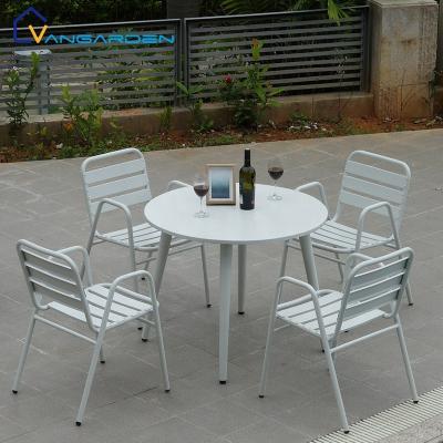 China Waterproof Outdoor Furniture 4 Seater Round Aluminum Garden Furniture Outdoor Table Set for sale