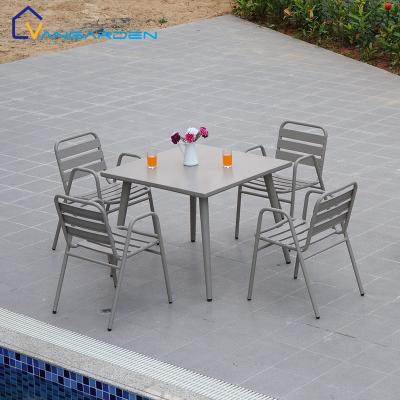 China Waterproof Outdoor Furniture 4 Seater Aluminum Square Outdoor Patio Furniture Dining Set for sale