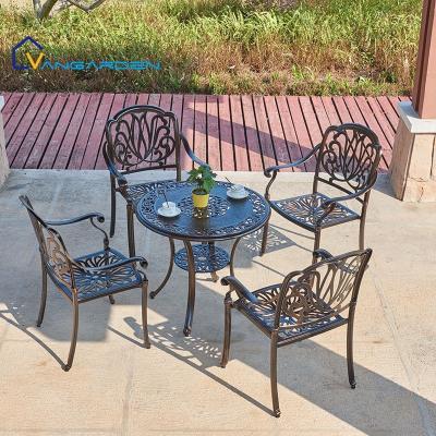 China Waterproof Outdoor Furniture China Diameter 80CM Antique Garden Cast Aluminum Patio Dining Outdoor Set Furniture for sale