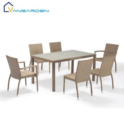 China Wholesale Outdoor Waterproof Italian Outdoor Garden Rattan Patio Furniture 6 Seater Wicker Furniture Set for sale