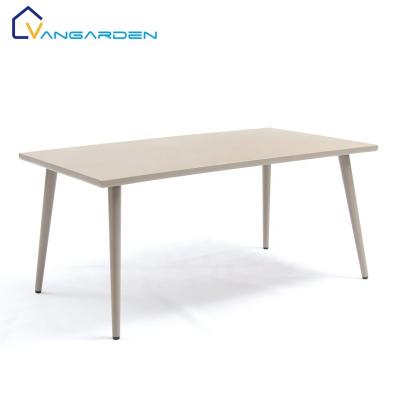 China Waterproof Outdoor Rectangular Hotel Restaurant Vangarden Furniture Garden Furniture Large Aluminum Outdoor Dining Table for sale