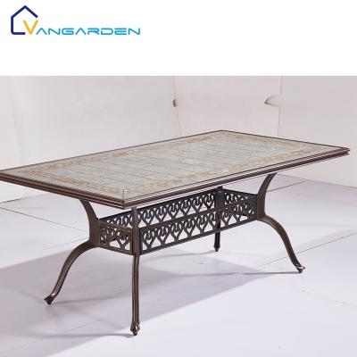 China Waterproof Outdoor Furniture China Foshan Good Price Dining Furniture Outdoor Square Luxury Metal Table For Garden for sale