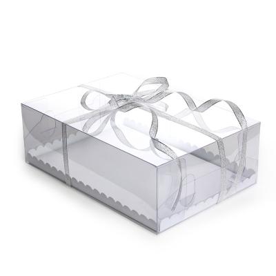 China High Quality Customized Recyclable Plastic Transparent Clear Wedding Cake Box Packaging Rectangle Cake Gift Box Plastic Boxes PET/PVC/PP for sale