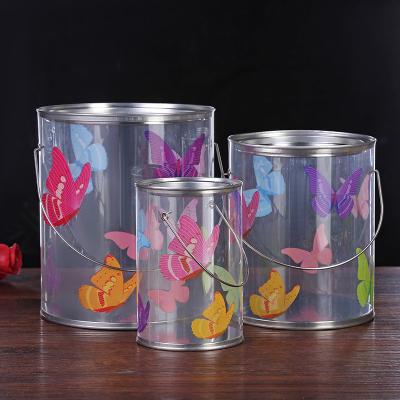 China Materials Supplier Wholesale Recycled Round Butterfly Printed PVC Plastic Gift Box Packaging for sale