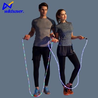 China 2022 Adjustable Durable Fitness USB LED Light Up Jump Rope Rainbow RGB Jump Ropes Instant Light Single Cross Fitted 254cm for sale