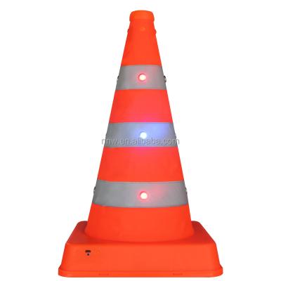 China 2022 Factory Traffic Safety Road Safety Cones 70cm USB Rechargeable Folding Flexible Cones for sale