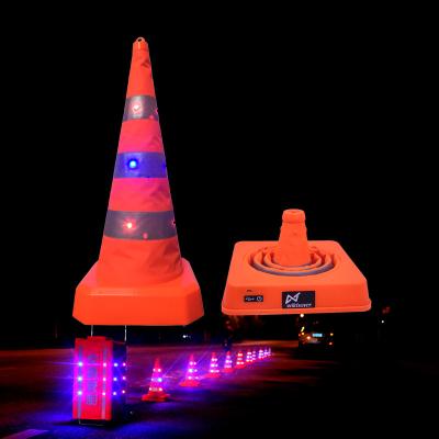 China Pavement Safety Folding Road Racing Reflective Cones Traffic Safety Cones 41 70CM Orange LED Color Weight Original Place Model for sale