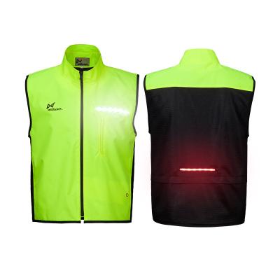 China Water Proof OEM /ODM150D Coating Waterproof Fabric USB Rechargeable Led Safety Riding Reflective Vest for sale