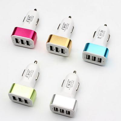 China Cheap Price 5V 2.1A Universal USB Car Charger Adapter 3 USB Port Car Charger Metal Car Charging Charger for sale