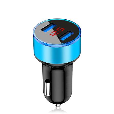 China 3.1A Charging LED Display Dual USB Car Charger Universal Mobile Phone Aluminum Car Charger for sale