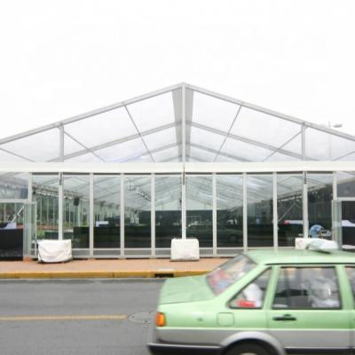 China Long Life 15x30m Aluminum Frame Outdoor Customized Trade Show Tent With Glass Wall for sale