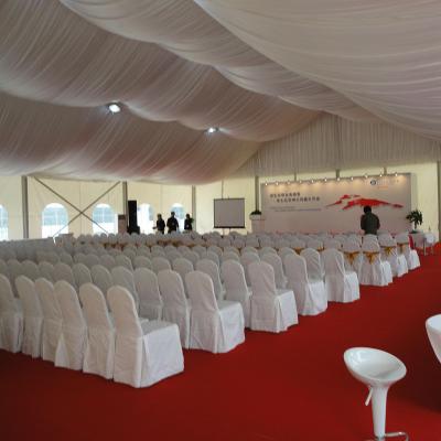 China Long Life Aluminum Temporary Large Clear Span Flexible Flexible Event Tent With White Curtain for sale