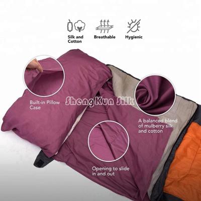 China Hybrid Type Comfortable Colorful 100% Habotai Silk/Bamboo Silk Lining Sleeping Bag /Charmuese Manufacturer China for sale