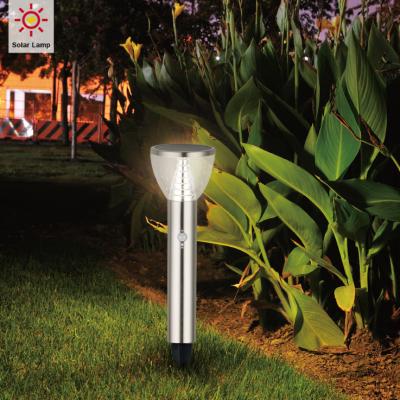 China Decorative Round Top Outdoor Garden Circle Pyramid Stainless Steel Lawn Bollard Lights Solar Proof for sale