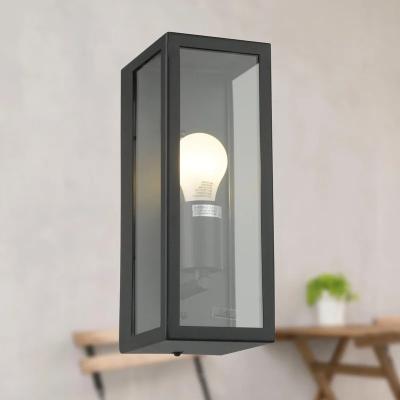 China Modern Tempered Glass Aluminum Surface Mounted Shade E27 Outdoor Glass Wall Sconce Light Fixture for sale