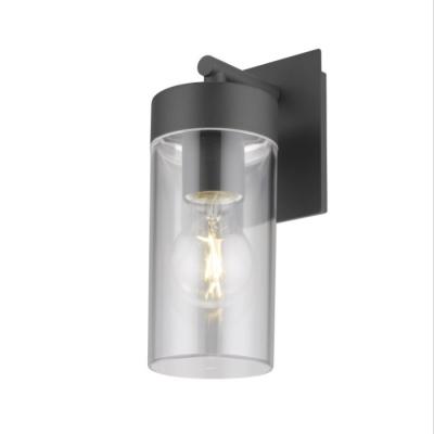 China Polycarbonate matte black ip44 pc shade aluminum single lantern lamp wall light outside e27 for sale