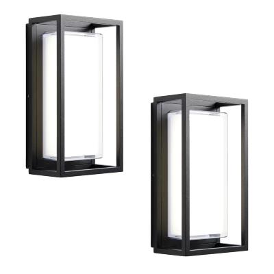 China Polycarbonate PC Modern Matte Black Aluminum Square Shade Wall Light Outdoor Modern Decor for sale