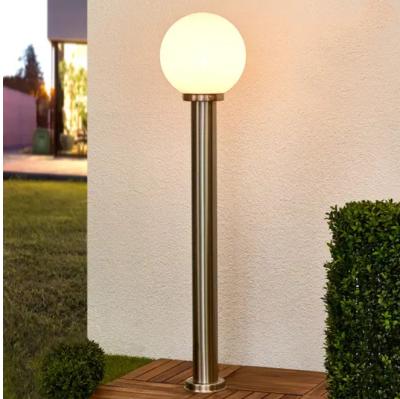 China LANDSCAPE Modern Stainless Steel Post Glass Globe Lamp Garden Light For Lawns for sale