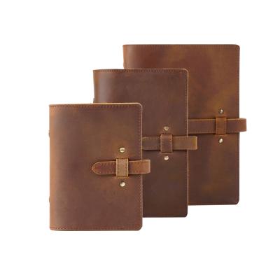 Κίνα Handmade A6 Hardcover Notebook Vintage Genuine Leather Binder Daily Notebook προς πώληση