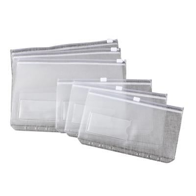 中国 Waterproof Cash Budget Envelope Pocket with Clear A5/A6 Plastic Zipper Binding 6 Holes Zipper Binding Pockets 販売のため