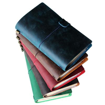 China Refillable Hardcover Book Pocket Travelers Notebook Genuine Leather Journal for Men and Women en venta