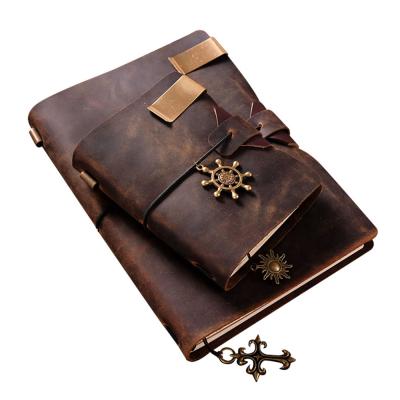 중국 Custom Leather Hardcover Travel Planner Printing Genuine Leather Journal Notebook Manufacturers 판매용