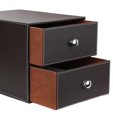 중국 Desk Organizer High Quality Desktop Clutter Matching Type PU Storage Box Office File Storage Drawer Leather Box 판매용