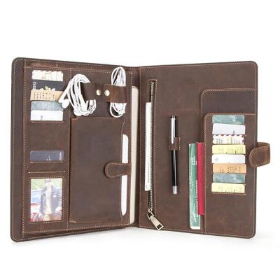 중국 Genuine Leather Personalized Padfolio Shop Laptop Zippered Folder Organizer for Men and Women 판매용