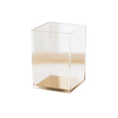 China Fashion Solid Gold Acrylic Base Pen Holder Cup Box Makeup Brush Holder Storage Organizer Home Supplies en venta