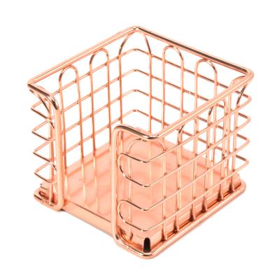 중국 Wholesale Stylish Modern Office Accessories Rose Gold Mesh Sticky Note Holder Memo Pad Holder Desk Organizer 판매용