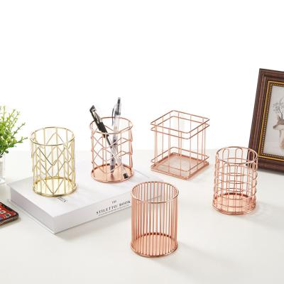 China Pen Pencil Organizer Desk Organizer Metal Mesh Iron Round Pen Holder Pencil Storage Container for Home Office Supplies à venda