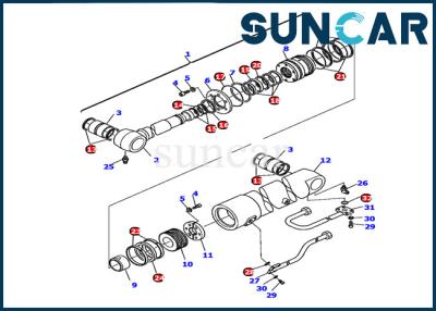 China Wear Resistance 226-61-11220 Komatsu PC110R-1 Boom Cylinder Sealing Kit Excavator Gasket Kit for sale