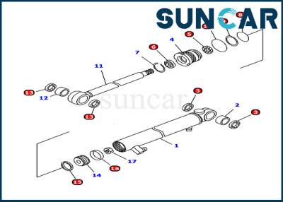 China 707-98-04640 Excavator Arm Cylinder Oil Resistance Seal Kit Komatsu PC12R-8 Inner Parts Replacement for sale