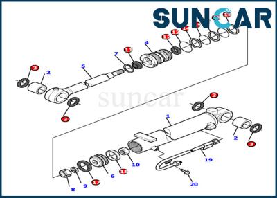 China 878000503 Boom Cylinder Seal Kit Komatsu Inner Part Excavator Service Kit Fits Excavator PC12R-8 for sale