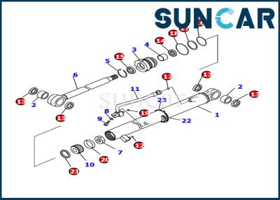 China 707-98-04720 Komatsu Arm Cylinder Seal Kit Fits PC14R-3 Excavator Hydraulic Cylinder Inner Parts for sale