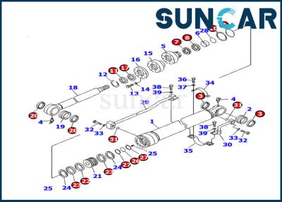 China 707-99-27470 Komatsu Bucket Cylinder Service Kit Seal Repair Kit For PC130F-7 Excavator Replacement for sale