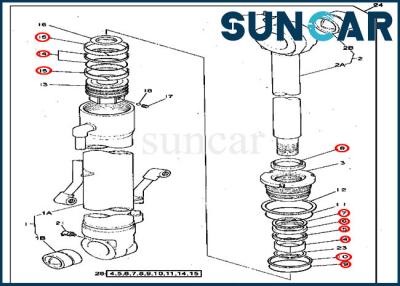 China Excavador 290D John Deere Replacement Kits del equipo del sello del cilindro de 4369721 cubos en venta