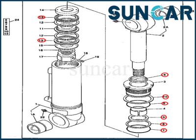 Chine Phoque Kit Excavator Hydraulic Service Kits de cylindre de lame 4240084 pour 595D John Deere à vendre