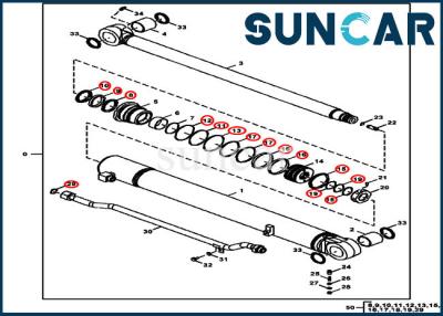 China Sello de aislamiento hidráulico Kit Fits 75G 85G John Deere de la reparación del cilindro del brazo del equipo FYD00006230 en venta