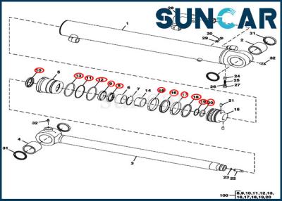 China Excavador Repair Sealing Kit de los equipos del sello del cilindro del brazo de JOHN DEERE FYD00000072 en venta