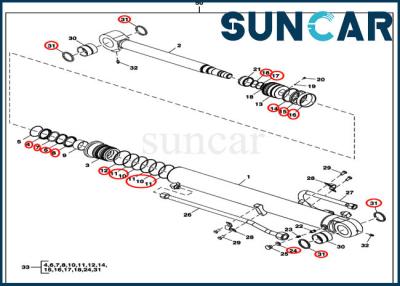 China Sello Kit Replacement Service Kit For John Deere 60D 60G del cilindro del brazo FYD00000086 en venta