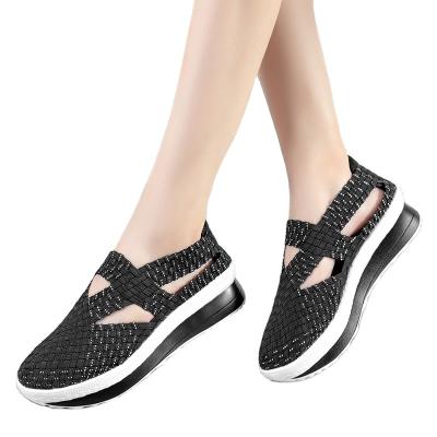 China Large Size Cavity Woven Shoes Breathable Low Heel Breathable Casual Walking Shoes Shape Shoes For Women 2020 Casual for sale