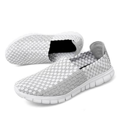 China Lightweight Fashion Women Woven To Knit Material Comfortable Insole Luxury Customized Sneakers Flat Shoes for sale